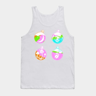 4 potion viles with a moon, cat skull, mushrooms and a scarabey inside cute gift Tank Top